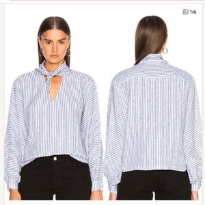 FRAME Linen Striped Top